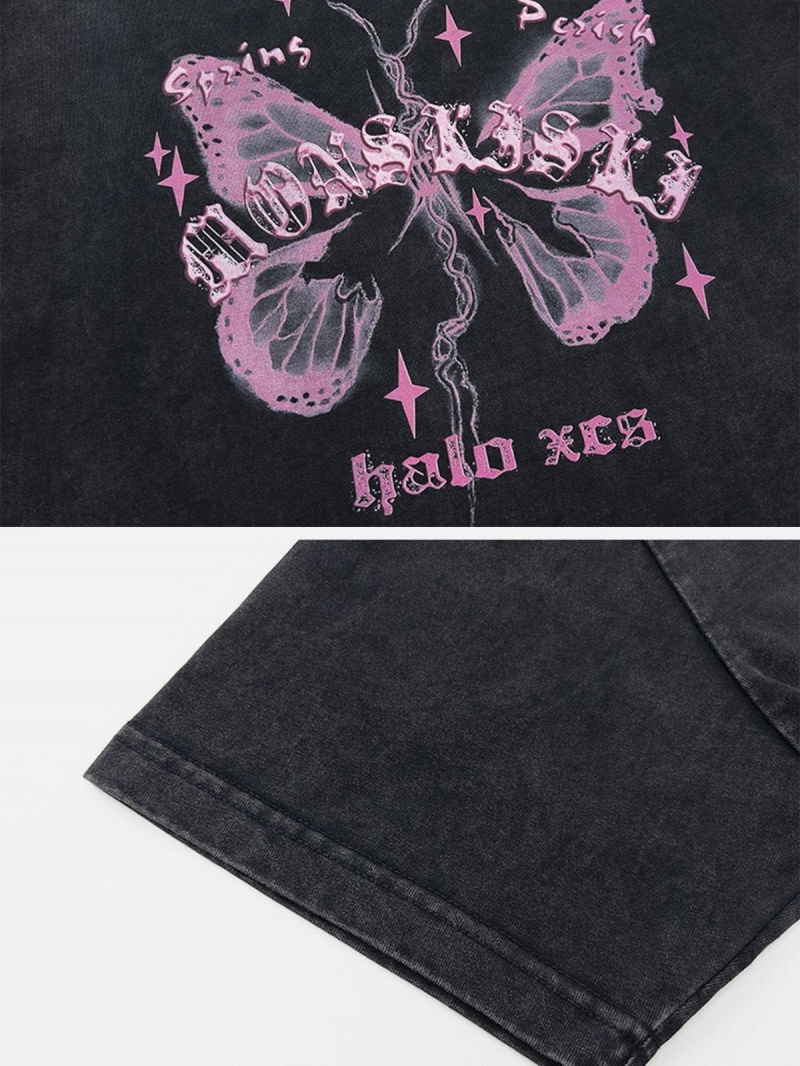 Noir  T Shirts Aelfric Eden Broken Moth Star Print Tee - CHK-4398026